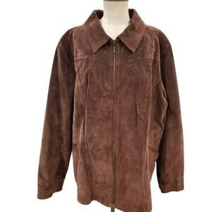 Vintage Dressbarn Brown Suede‎ Jacket – Size 22/24 – Classic Western Moto Style